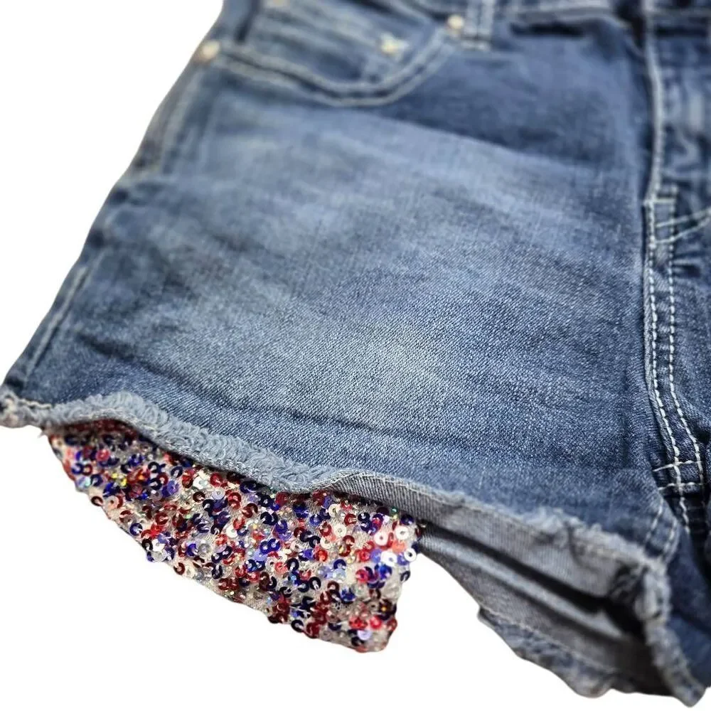 Justice Patriotic denim shorts 14
